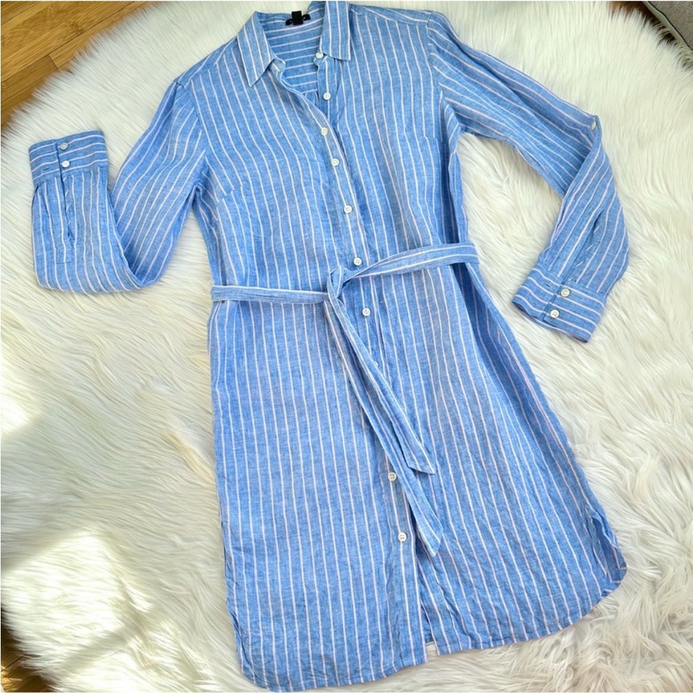 Ann Taylor Stripes Button Down Long Sleeve Shirt Dress Size Small
